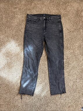 GAP womens Slim Straight Washed Black Jeans